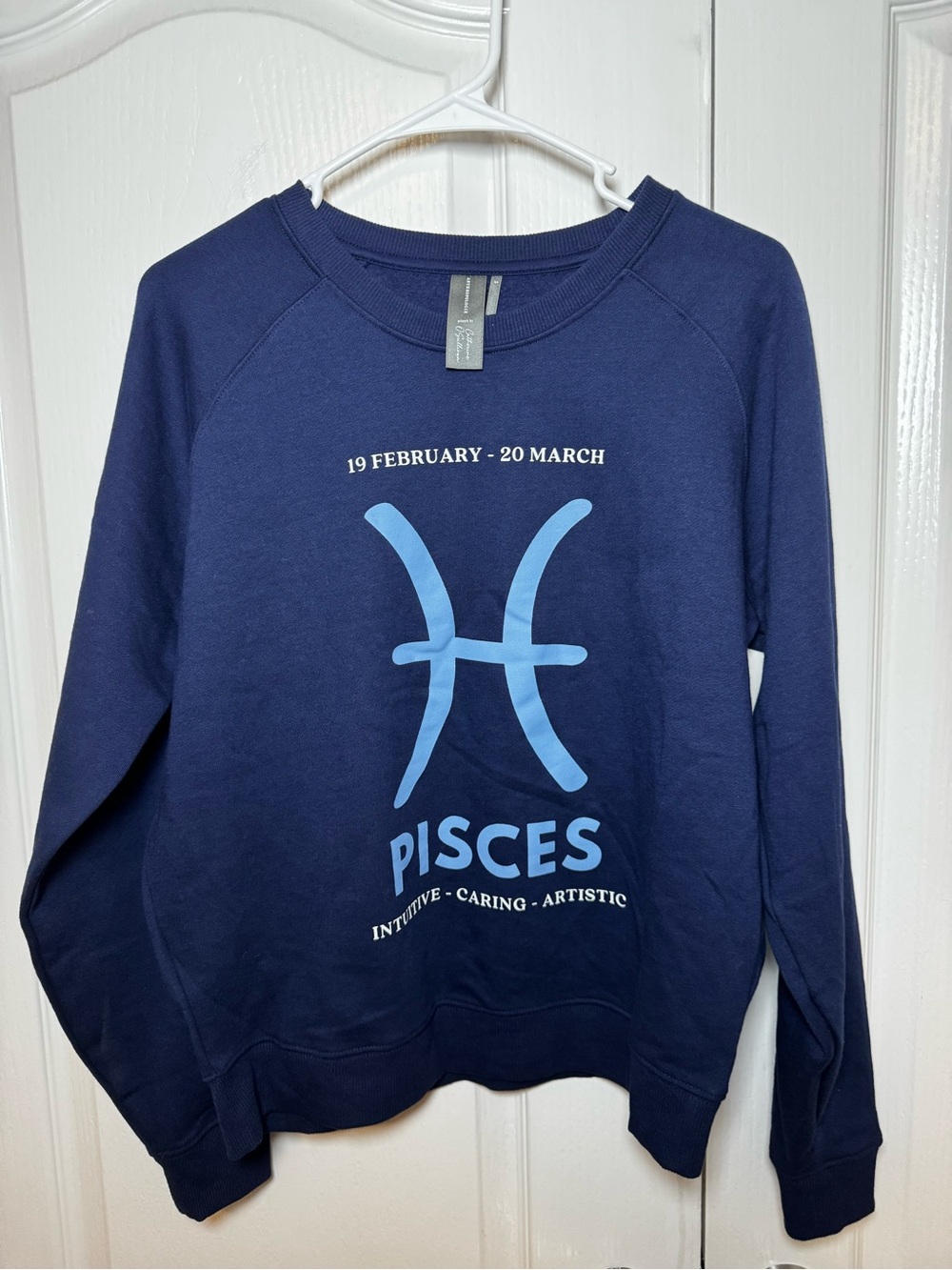 Anthropologie Catherine O'Sullivan Pisces Zodiac Sweatshirt Navy Blue Small NWT - Picture 2 of 6